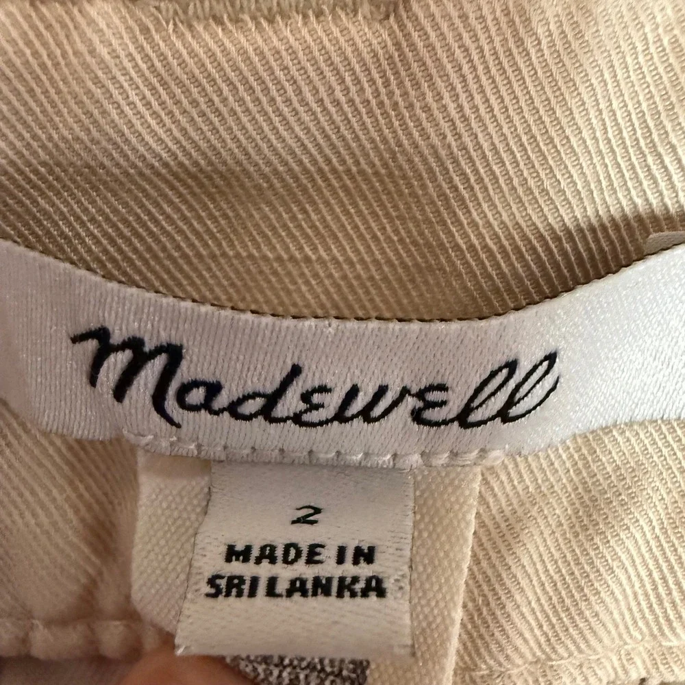 Madewell The Harlow Wide Leg Pant Women Size 2 Tan Pleated High Rise‎